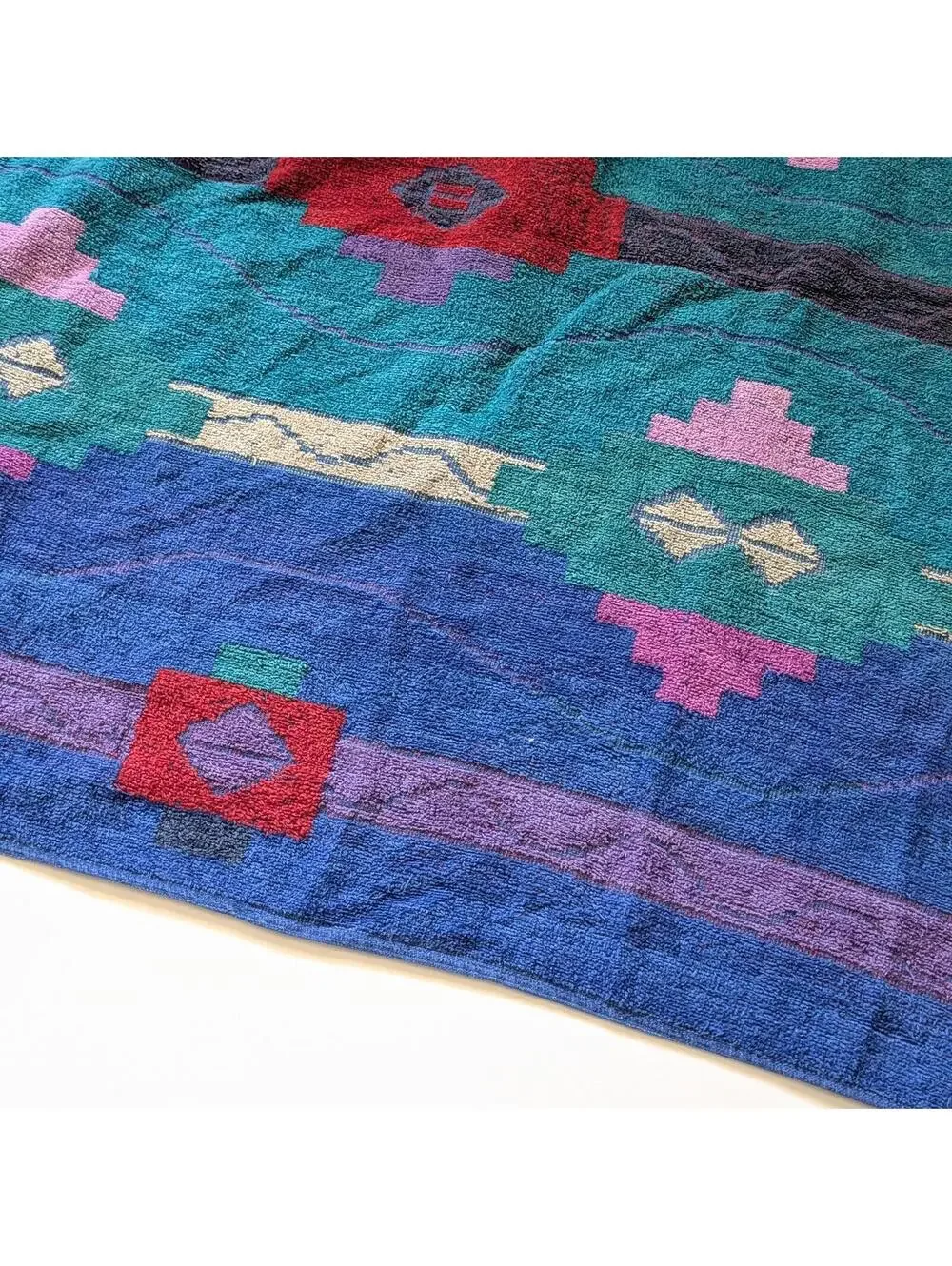 Vintage Royal Terry Beach Towel with Colorful Southwestern Design